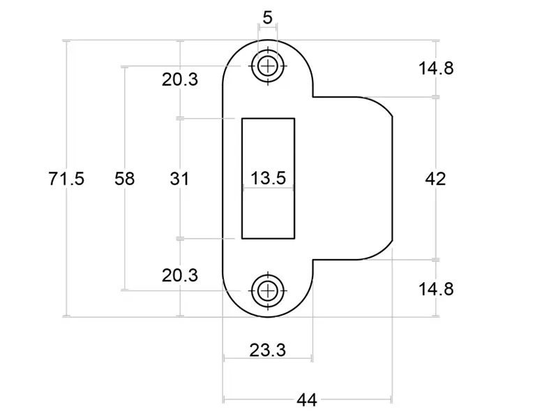 Sluitplaat Loopslot Brons afgerond 23,3x71,5mm