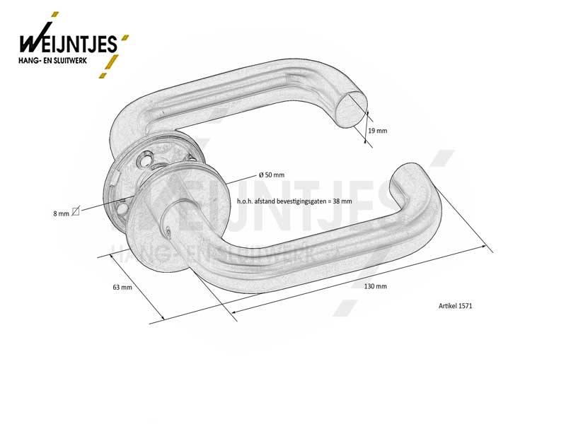 Deurkruk Rvs U-modello 19 mm