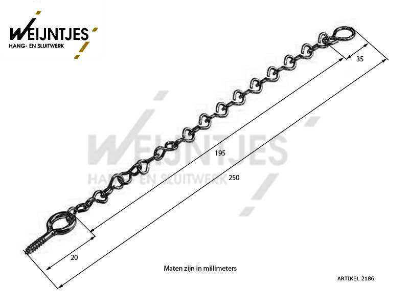 Raampen ketting Nikkel lengte 20cm