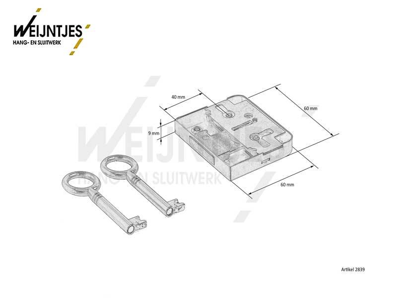 Meubelslot opleg met klavier 40 mm