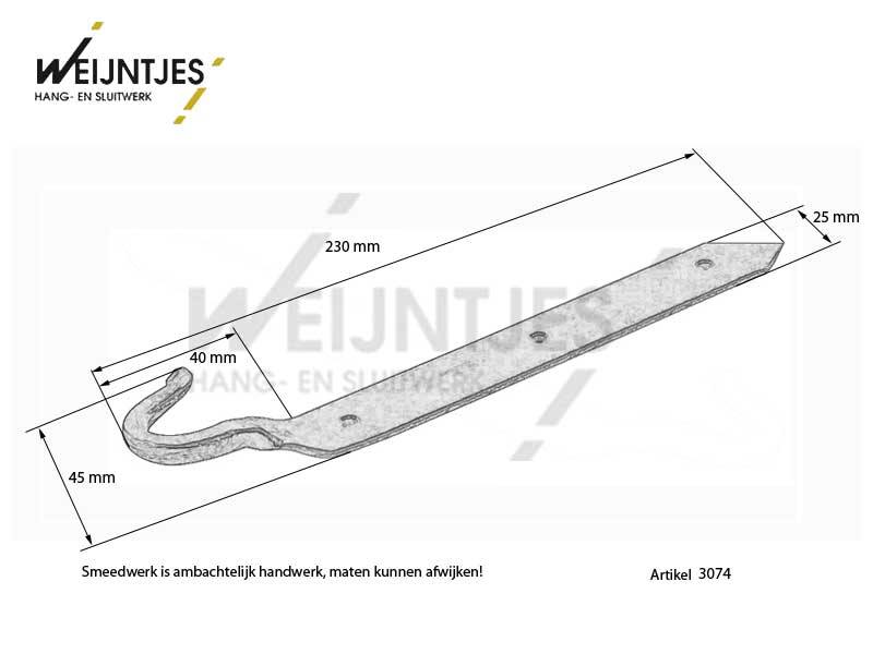 Ladderhaak Gesmeed Rechts 200 mm