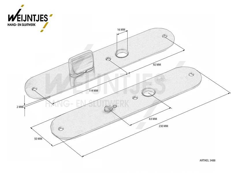 Langschild WC Rvs Moderno afgerond 230 x 50 mm WC 63