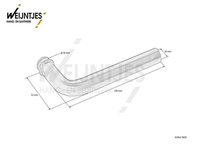 Gatdeel Rvs L-16 mm
