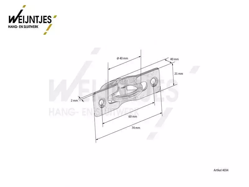 Schuifdeurtrekker kamer en suite Messing 75x22mm , trekring rond 40mm