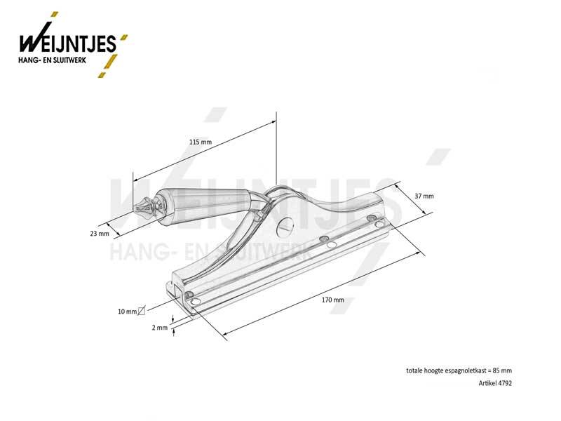 Deurespagnolet Pomp Nikkel Taps rond