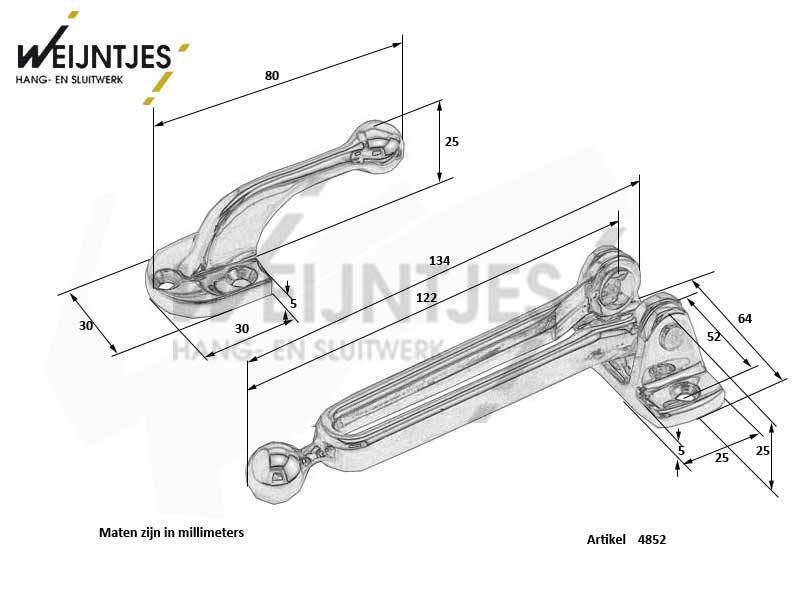 Kierstandhouder Messing Druppel knop