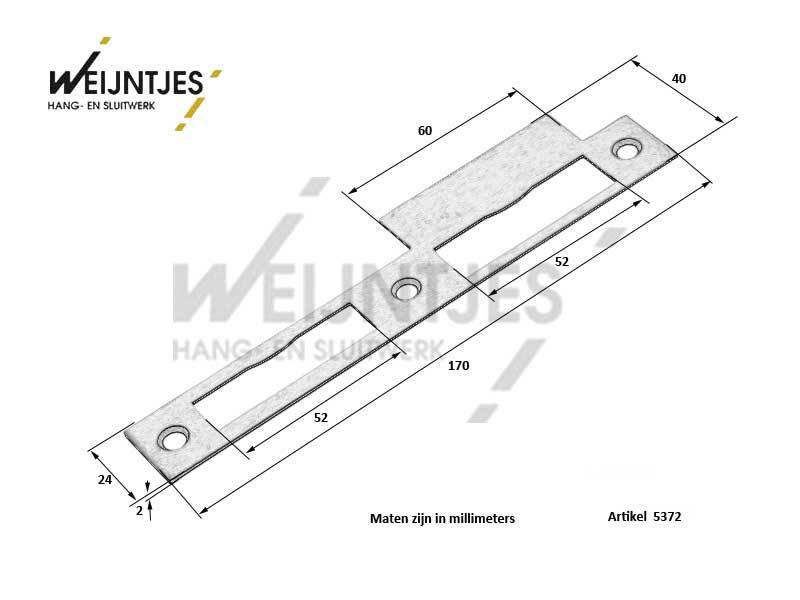 Sluitplaat Messing gepolijst Dag- en nacht en wc-badkamersloten 170x24mm Din links