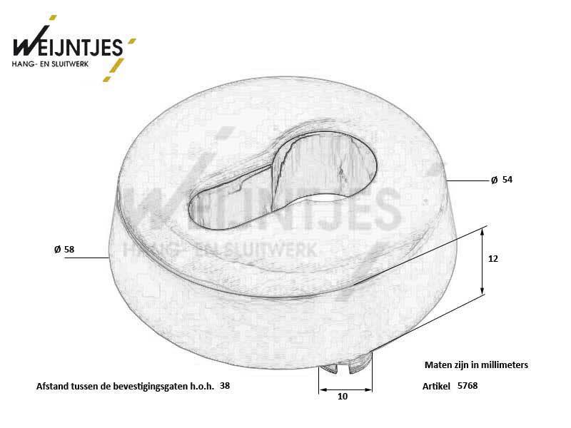 Veiligheidsrozet "buitenzijde" Zwart  Rondani 58mm SKG 3