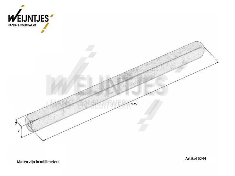 Krukstift vierkant  7 x 125 mm gegalv.