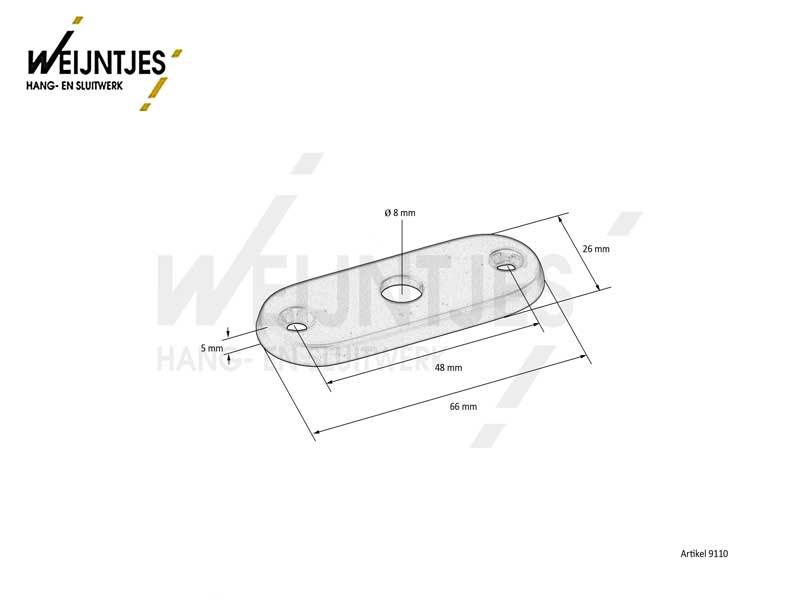 Sleutelplaat voor penslot Messing ovaal 60x26mm