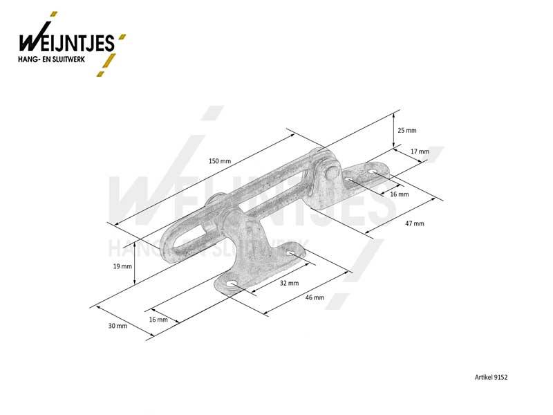 Raamschaar Zwart 150mm. Geschikt voor Valraam/klepraam
