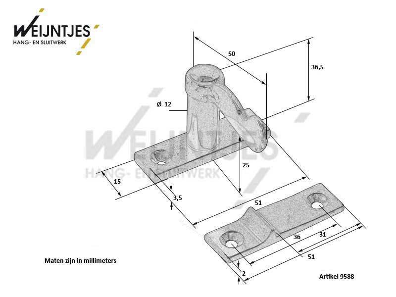 Tramklink Mat nikkel Knevels 25 mm