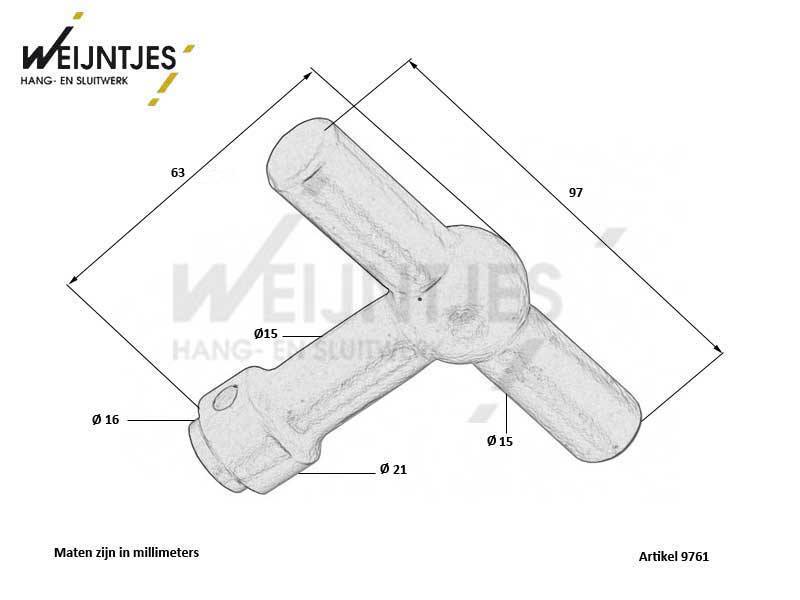 Gatdeel Zwart T-model rond 90 mm