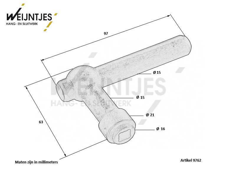 Gatdeel Zwart L-model rond ls