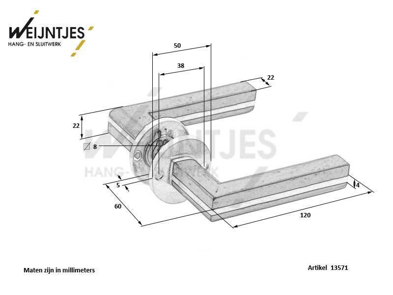 Deurkruk Eiken Two Piet Boon op verende rozet PBL22/50 22mm