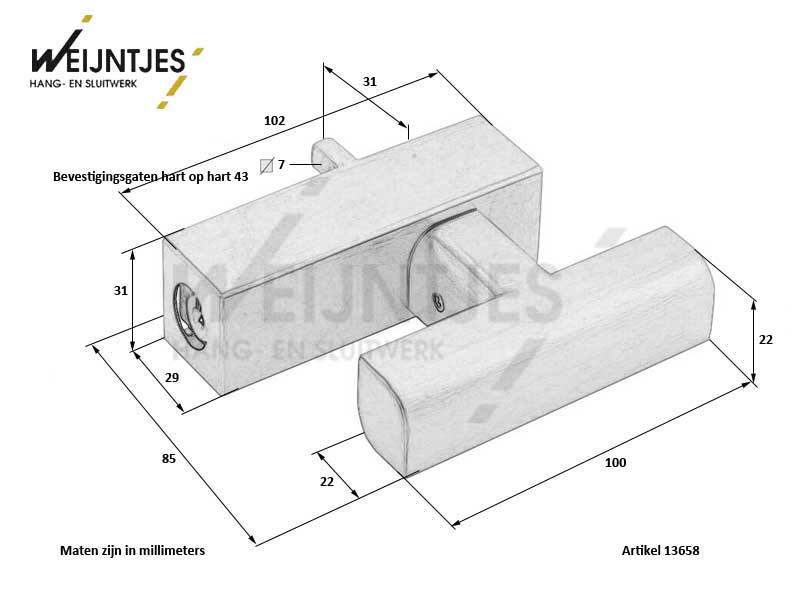 Draaikiep raamkruk RVS Two Piet Boon PBT23 Afsluitbaar. 120mm
