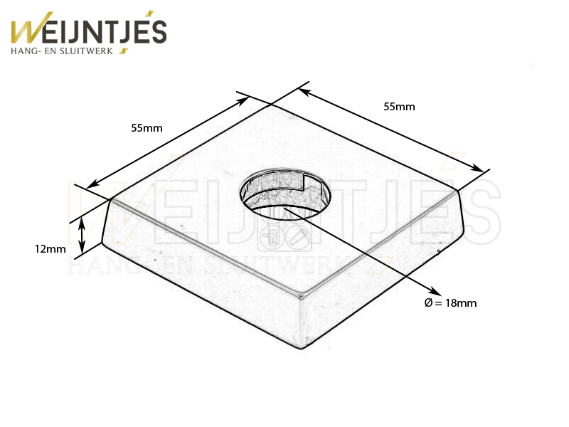 Krukrozet verdikt "buitenzijde" zwart Bauhaus 55mm