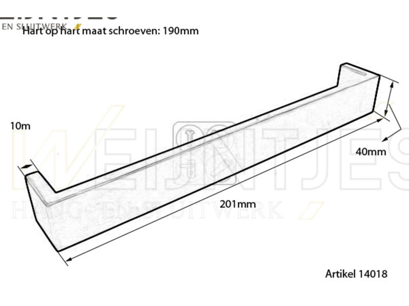 Meubelgreep Rvs Carre 192 mm