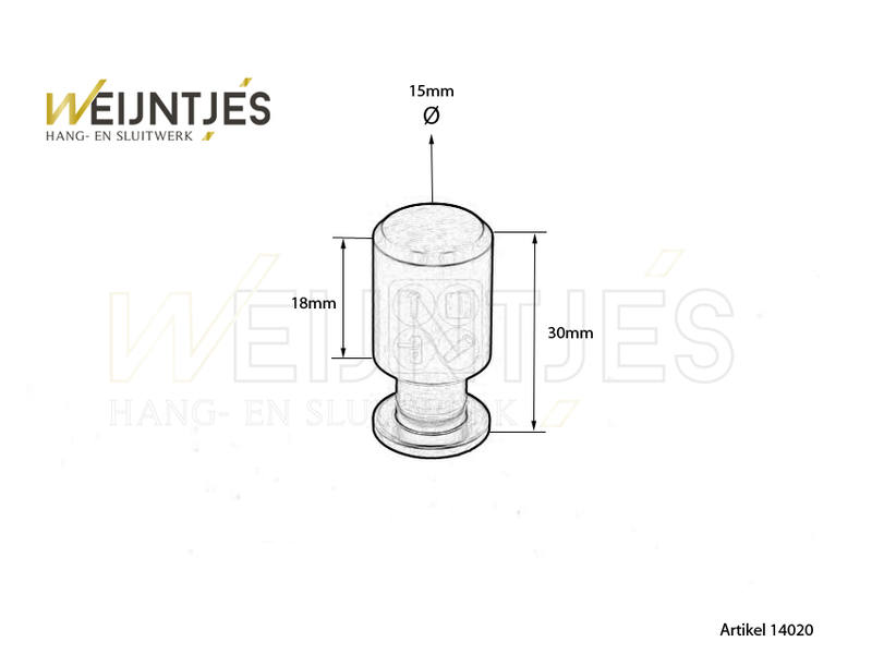 Meubelknop Rvs 1700 15 x 30 mm