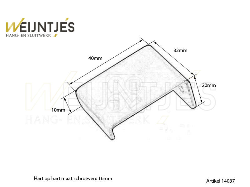 Meubelgreep Rvs Dietro achtermontage 16 mm