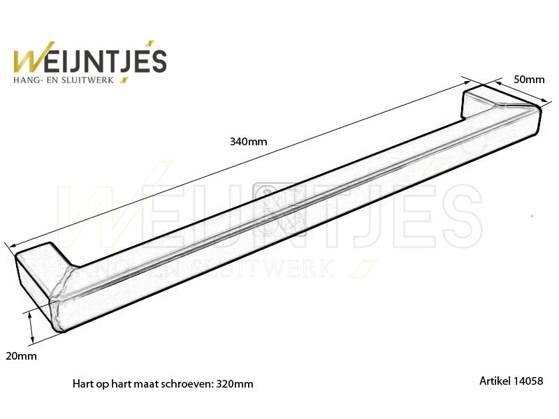 Meubelgreep Antiek brons Gelast 320 mm
