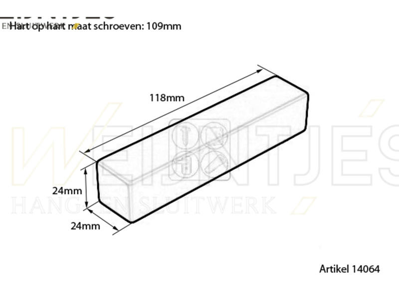 Meubelgreep Zwart Blocco 119 mm