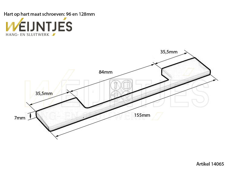 Meubelgreep Zwart Streep 128 mm