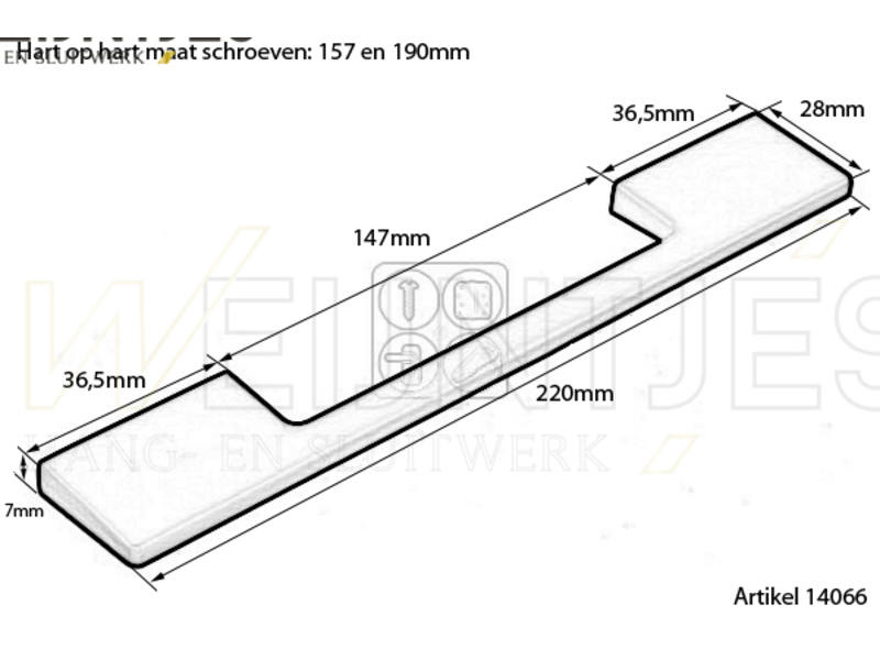 Meubelgreep Zwart Streep 192 mm