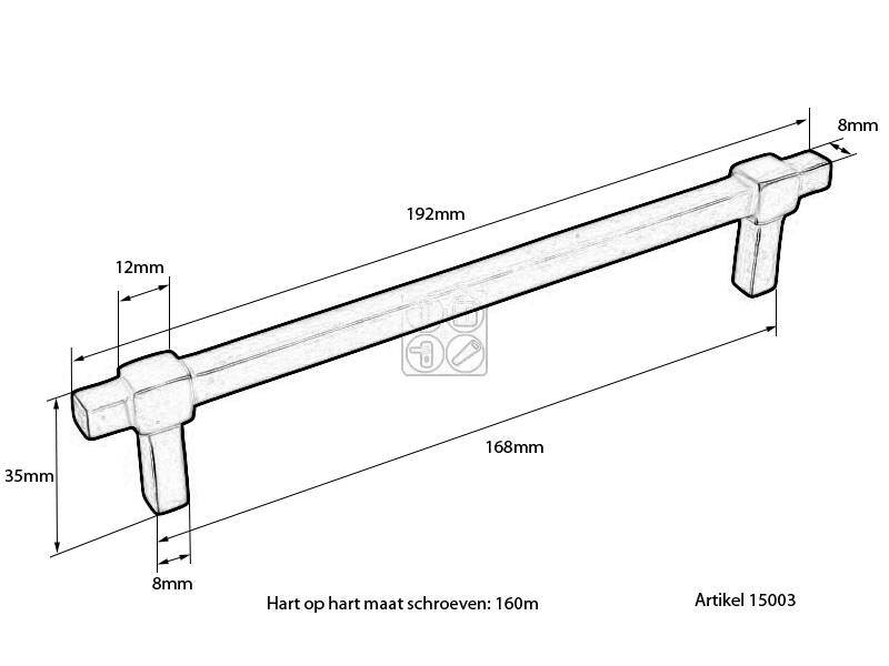 Meubelgreep Verbronsd Jolie Cross 192mm, hoh 160mm
