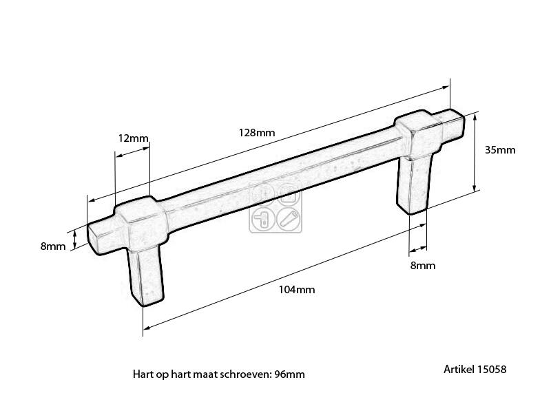 Meubelgreep Zwart Jolie Cross 128mm, hoh 96mm