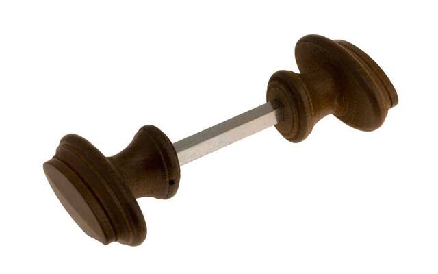 Knopkruk Hout Afrormosia Ovaal met ril 70x35mm Met krukstift, zonder rozetten