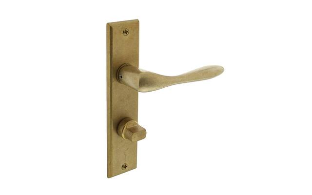 Intersteel Deurkruk Banaan met schild WC63 mm messing getrommeld