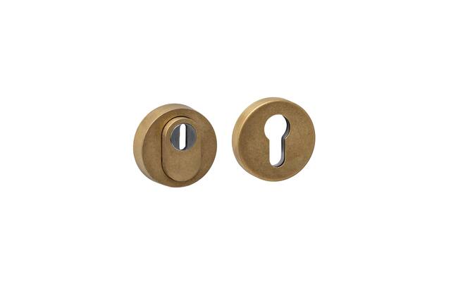 Intersteel SKG3 veiligheidsrozetten rond verdekt 52x12mm profielcilindergat met kerntrekbeveiliging PVD messing getrommeld