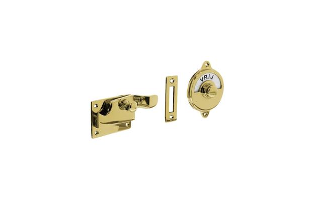 Intersteel WC-overslag met bocht vrij/bezet Messing gelakt