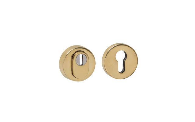 Intersteel SKG3 veiligheidsrozetten rond verdekt 52x12mm profielcilindergat met kerntrekbeveiliging PVD messingkleur