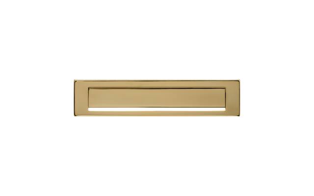 Intersteel Briefplaat rechthoekig 340x75mm met klep/regenrand PVD messingkleur
