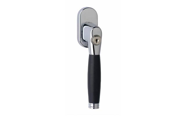 Intersteel Raamkruk Ton 222 afsluitbaar op ovaal rozet chroom/ebben hout