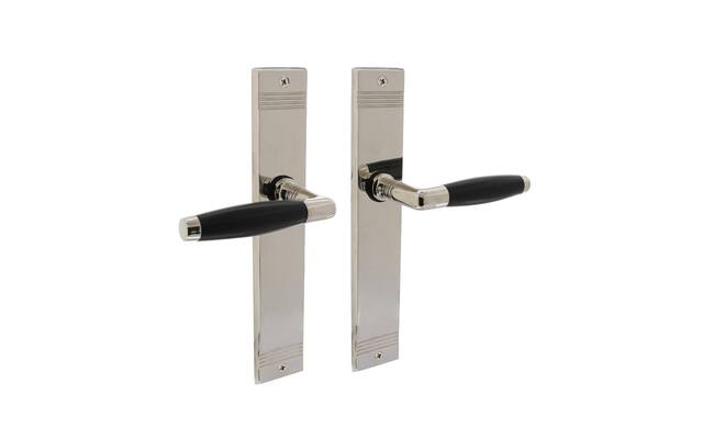 Intersteel Deurkruk Ton basic met schild rechthoekig met rillen 235x43mm blind nikkel/zwart