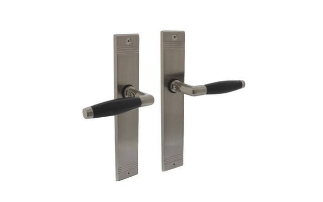 Intersteel Deurkruk Ton basic met schild rechthoekig met rillen 235x43mm blind nikkel mat/zwart