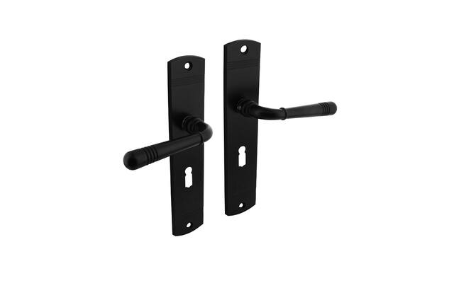 Intersteel Deurkruk Helena op schild 230x44 mm sleutelgat 56 mm zwart