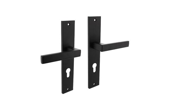 Intersteel Deurkruk Hera op schild 245x45 mm profielcilindergat 72 mm mat zwart