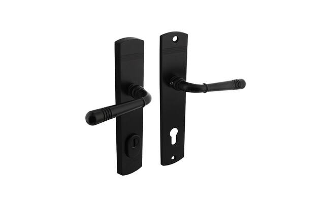 Intersteel Achterdeurbeslag Helena kruk/kruk profielcilindergat 92 mm met kerntrekbeveiliging zwart