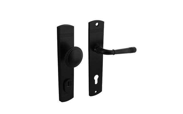 Intersteel Voordeurbeslag Helena knop/kruk profielcilindergat 92 mm met kerntrekbeveiliging zwart