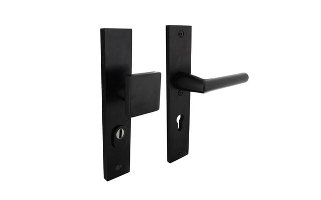 Intersteel Veiligheidsbeslag met kerntrekbeveiliging SKG*** profielcilinder 55 mm rechthoekig voordeurbeslag zwart