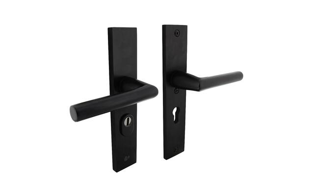 Intersteel Veiligheidsbeslag met kerntrekbeveiliging SKG*** profielcilinder 55 mm rechthoekig achterdeurbeslag zwart