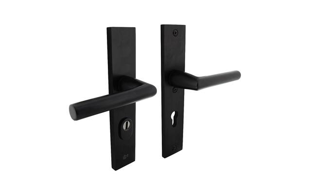 Intersteel Veiligheidsbeslag met kerntrekbeveiliging SKG*** profielcilinder 72 mm rechthoekig achterdeurbeslag zwart