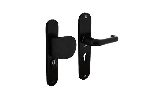 Intersteel Veiligheidsbeslag SKG*** greep/kruk profielcilinder 55 mm met kerntrekbeveiliging aluminium zwart