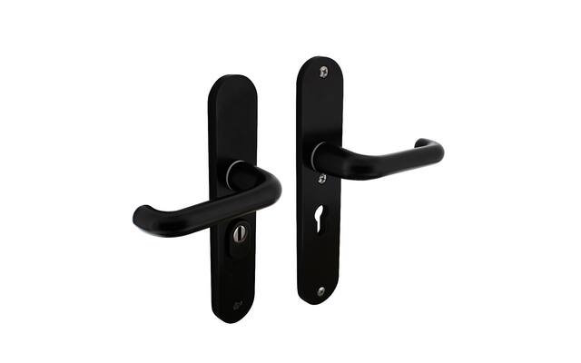 Intersteel Veiligheidsbeslag SKG*** kruk/kruk profielcilinder 55 mm met kerntrekbeveiliging aluminium zwart