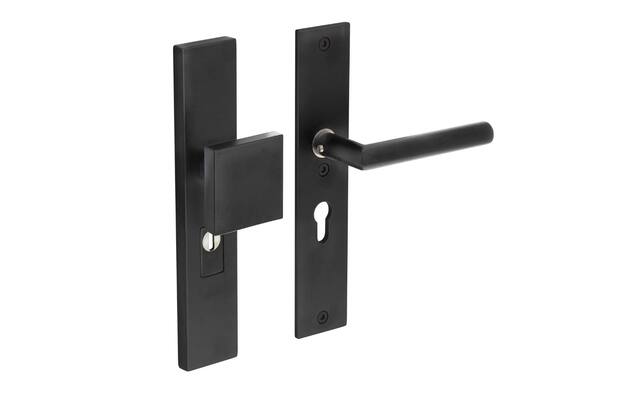 Intersteel Veiligheidsbeslag kerntrekbeveiliging profielcilindergat rechthoekig mat zwart 55 mm voordeurbeslag