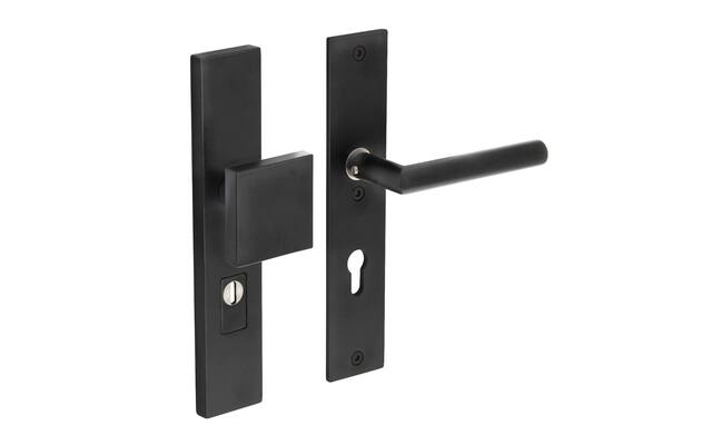 Intersteel Veiligheidsbeslag kerntrekbeveiliging profielcilindergat rechthoekig mat zwart 72 mm voordeurbeslag